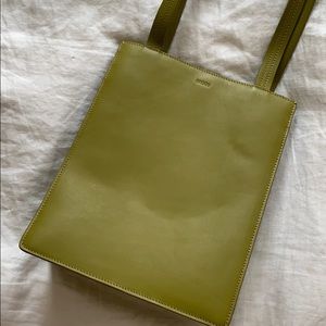Baggu olive green leather tote bag purse